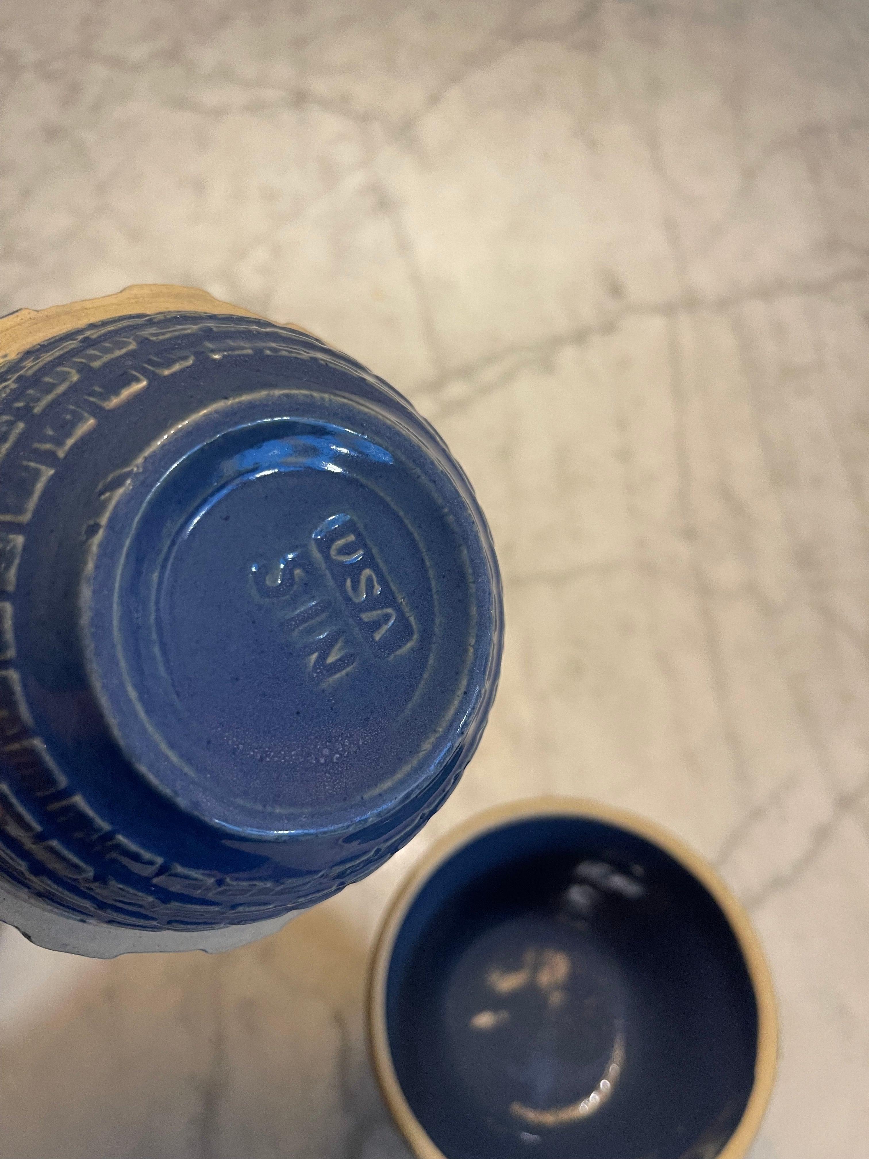 Set of Three Blue 5" Mixing Bowls Stoneware