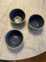 Load image into Gallery viewer, Set of Three Blue 5&quot; Mixing Bowls Stoneware
