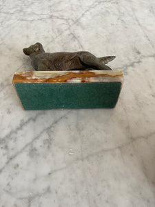 Vintage Brass Tone Dog Figurines on Marble Bases