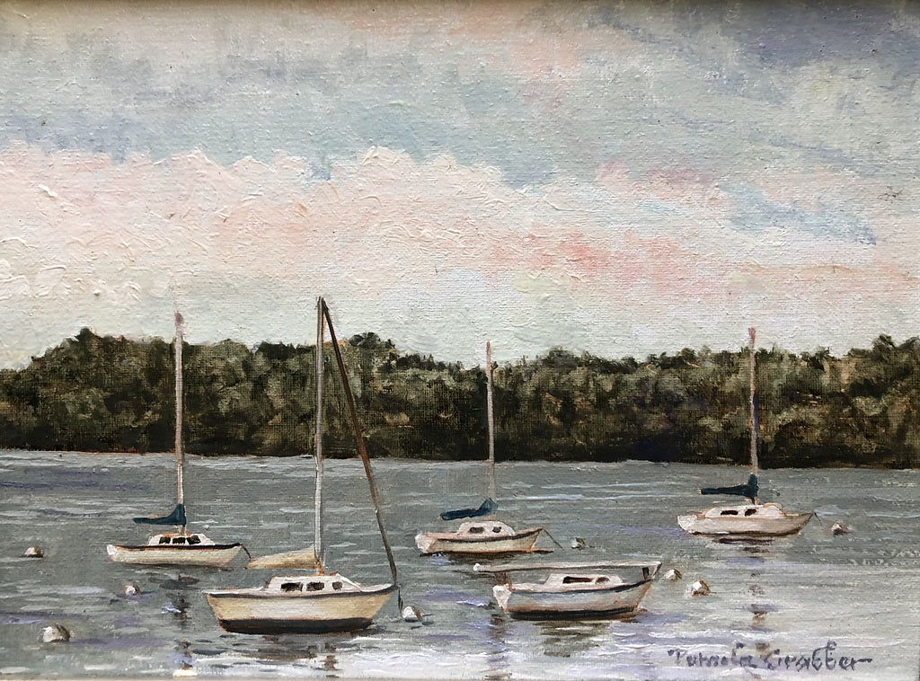 Sails at Rest, 9 x 12", Original Oil Painting by Pamela A. Grabber
