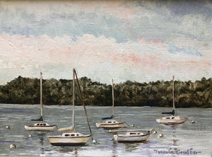Sails at Rest, 9 x 12", Original Oil Painting by Pamela A. Grabber