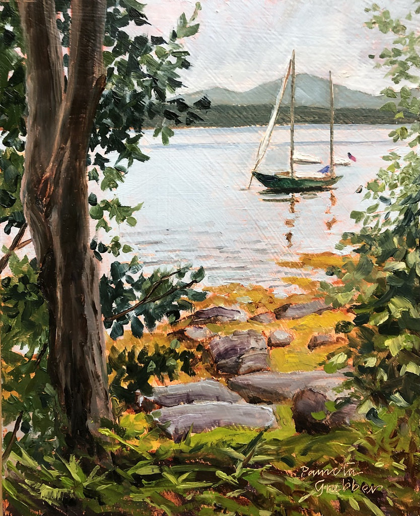 Towards Acadia Low Tide, 8 x 10", Original Oil Painting by Pamela A. Grabber