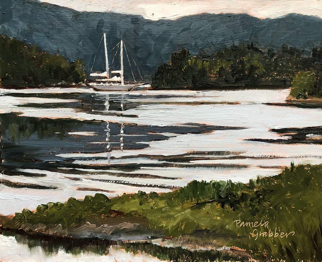 Somesville Schooner, 8 x 10", Original Oil Painting by Pamela A. Grabber