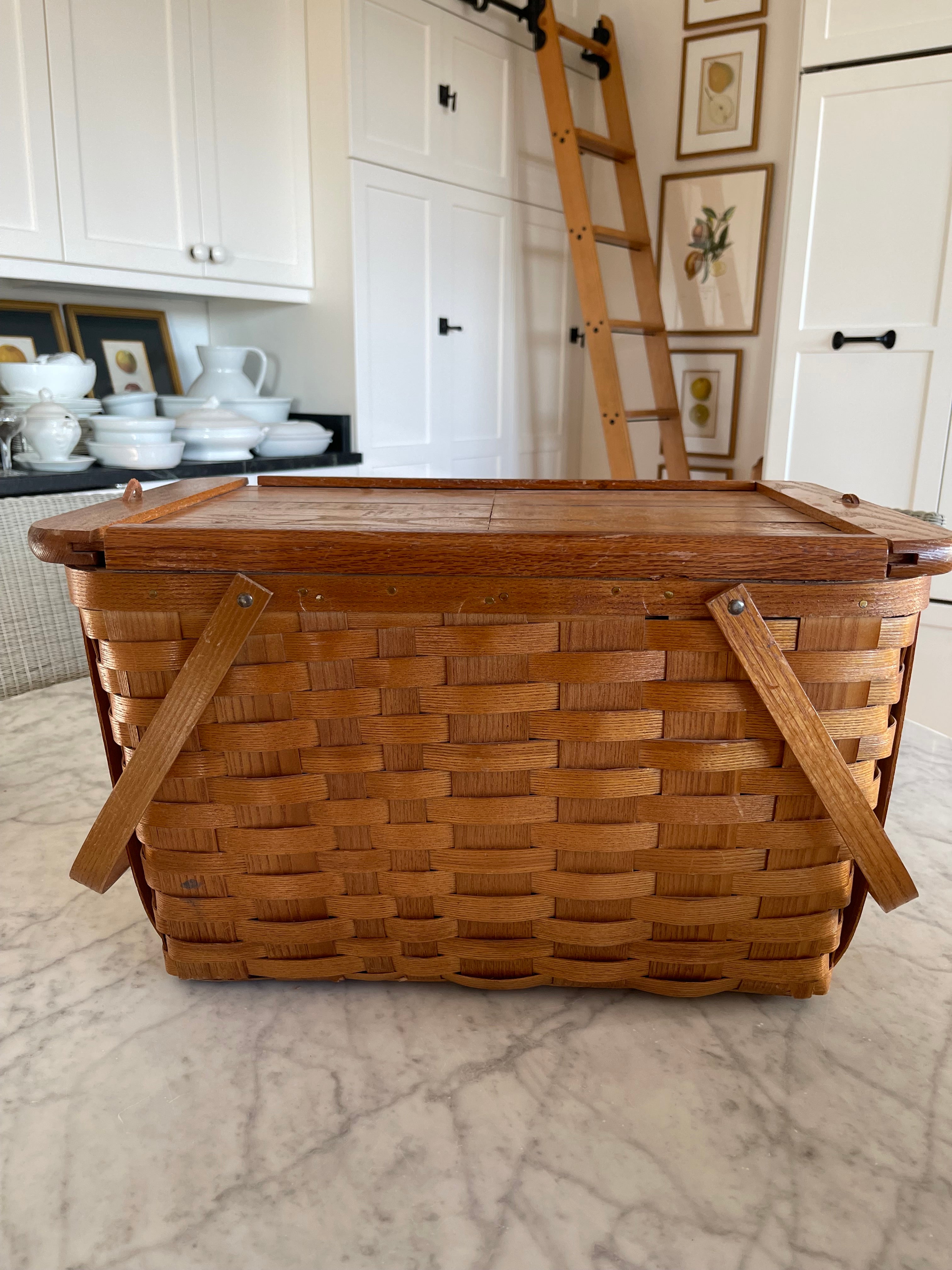 Vintage Hardwood Picnic Basket, by Basketville, Putney, VT