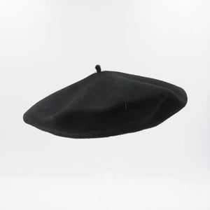 Black Wool Beret Made in France