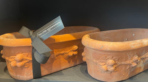 Italian Terra Cotta Pots Oval Set of Two