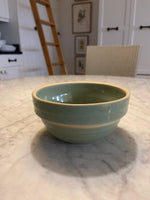 Load image into Gallery viewer, USA Pottery Vintage Ribbed Stoneware 7” &amp; 5&quot; Mixing Bowl Green
