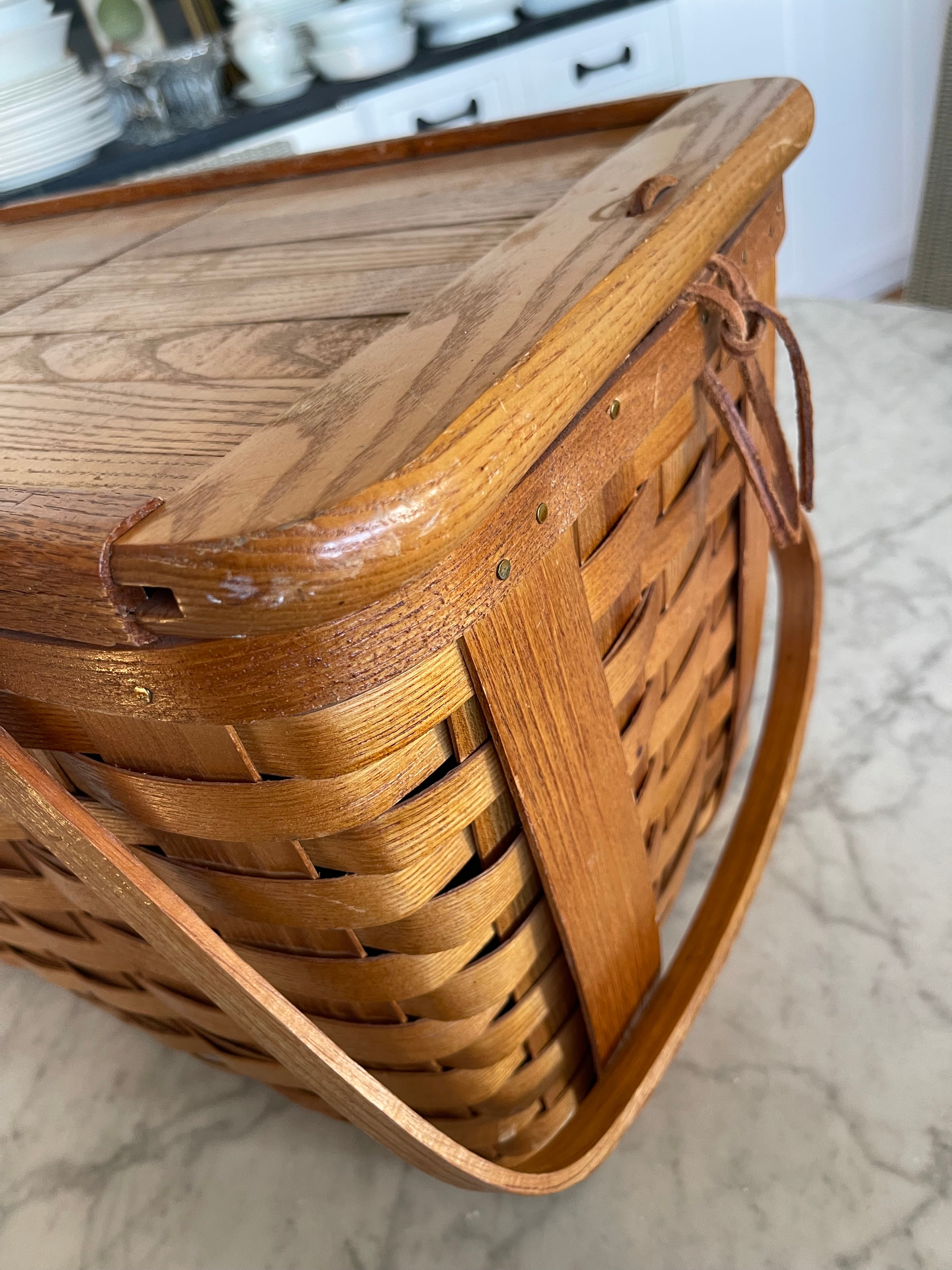 Vintage Hardwood Picnic Basket, by Basketville, Putney, VT