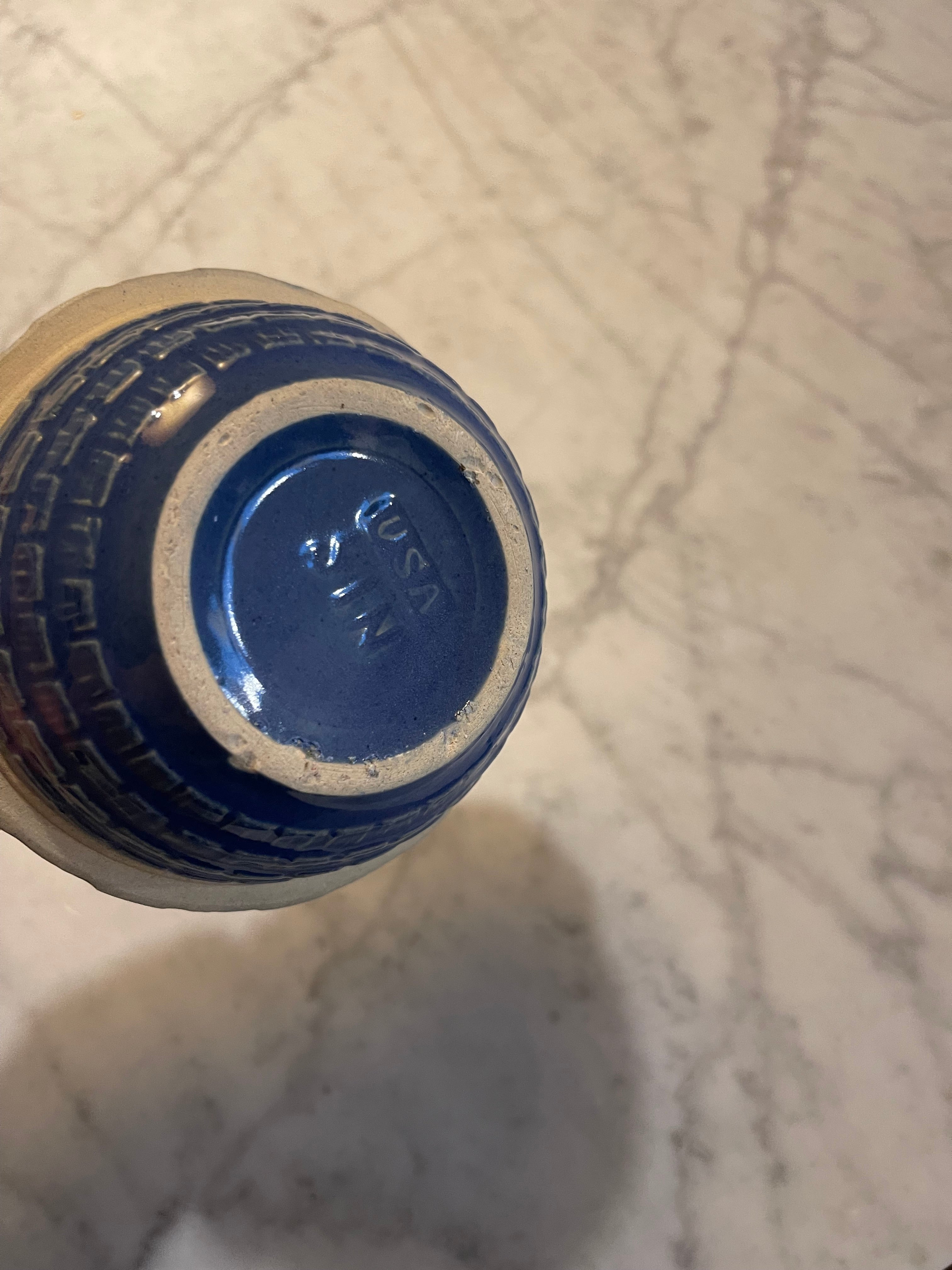 Set of Three Blue 5" Mixing Bowls Stoneware