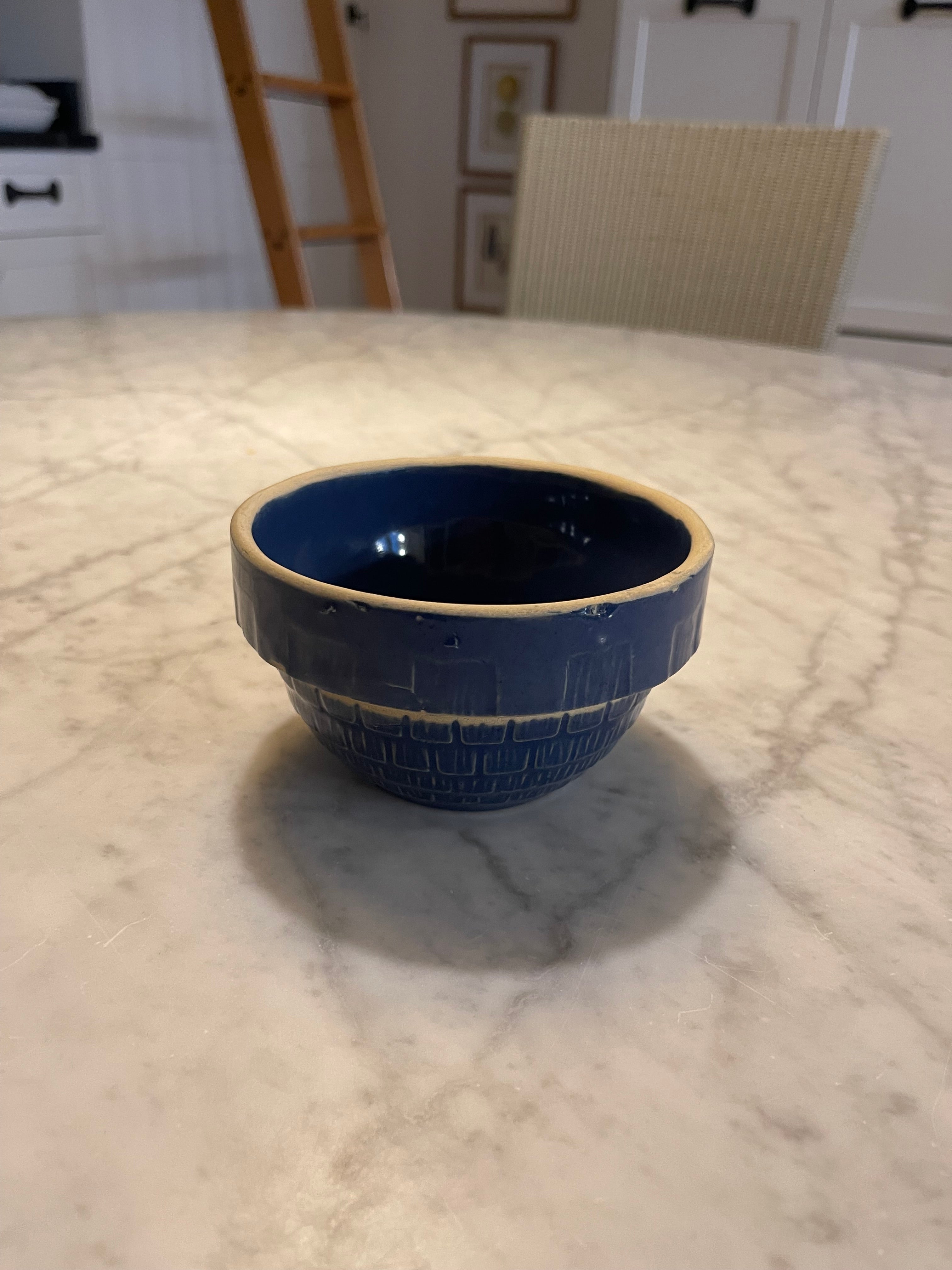 Set of Three Blue 5" Mixing Bowls Stoneware