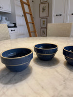 Load image into Gallery viewer, Set of Three Blue 5&quot; Mixing Bowls Stoneware
