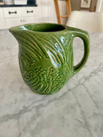 Load image into Gallery viewer, Vintage Green Pottery Pitcher with Fish Motif
