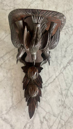Load image into Gallery viewer, Black Forest Shelf with Three Carved Geese 19"x12"x8"
