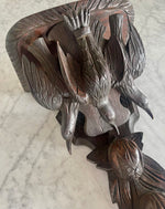 Load image into Gallery viewer, Black Forest Shelf with Three Carved Geese 19"x12"x8"
