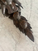 Load image into Gallery viewer, Black Forest Shelf with Three Carved Geese 19"x12"x8"
