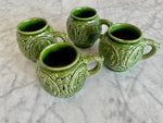 Load image into Gallery viewer, Vintage Set of Four Green Stoneware mugs Germany Landmarks
