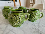 Load image into Gallery viewer, Vintage Set of Four Green Stoneware mugs Germany Landmarks
