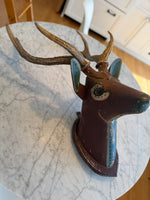 Load image into Gallery viewer, German Hand Carved And Hand Painted Wood Deer Head With Antlers, Wall Plaque Vintage Swedish Norwegian Deer Mount Folk Art
