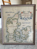 Load image into Gallery viewer, Map Of Denmark 1960 Framed Cross Stitch Embroidery Art Work
