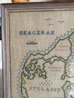 Load image into Gallery viewer, Map Of Denmark 1960 Framed Cross Stitch Embroidery Art Work
