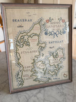Load image into Gallery viewer, Map Of Denmark 1960 Framed Cross Stitch Embroidery Art Work
