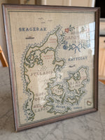Load image into Gallery viewer, Map Of Denmark 1960 Framed Cross Stitch Embroidery Art Work
