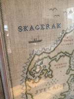 Load image into Gallery viewer, Map Of Denmark 1960 Framed Cross Stitch Embroidery Art Work
