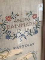 Load image into Gallery viewer, Map Of Denmark 1960 Framed Cross Stitch Embroidery Art Work
