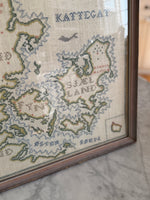 Load image into Gallery viewer, Map Of Denmark 1960 Framed Cross Stitch Embroidery Art Work

