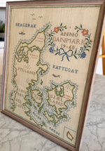 Load image into Gallery viewer, Map Of Denmark 1960 Framed Cross Stitch Embroidery Art Work
