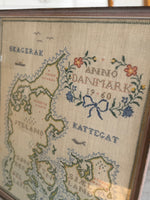 Load image into Gallery viewer, Map Of Denmark 1960 Framed Cross Stitch Embroidery Art Work
