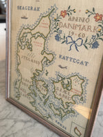 Load image into Gallery viewer, Map Of Denmark 1960 Framed Cross Stitch Embroidery Art Work
