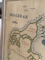 Load image into Gallery viewer, Map Of Denmark 1960 Framed Cross Stitch Embroidery Art Work
