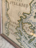 Load image into Gallery viewer, Map Of Denmark 1960 Framed Cross Stitch Embroidery Art Work
