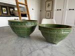 Load image into Gallery viewer, Set of 2 Vintage McCoy Apple Green Windowpane Piecrust Yellowware Mixing Bowls with Shield #8 and #9
