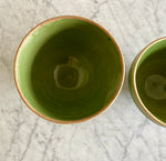 Load image into Gallery viewer, Set of 2 Vintage McCoy Apple Green Windowpane Piecrust Yellowware Mixing Bowls with Shield #8 and #9
