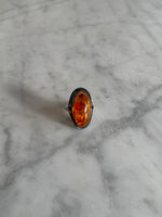 Load image into Gallery viewer, Sterling Silver 925 Amber Cabochon Ring Size 9 9.3g
