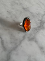 Load image into Gallery viewer, Sterling Silver 925 Amber Cabochon Ring Size 9 9.3g
