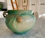 Load image into Gallery viewer, Roseville Pine Cone Green 1936 Vintage Pottery Ceramic Jardiniere Planter 632-4
