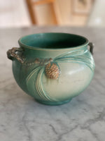 Load image into Gallery viewer, Roseville Pine Cone Green 1936 Vintage Pottery Ceramic Jardiniere Planter 632-4

