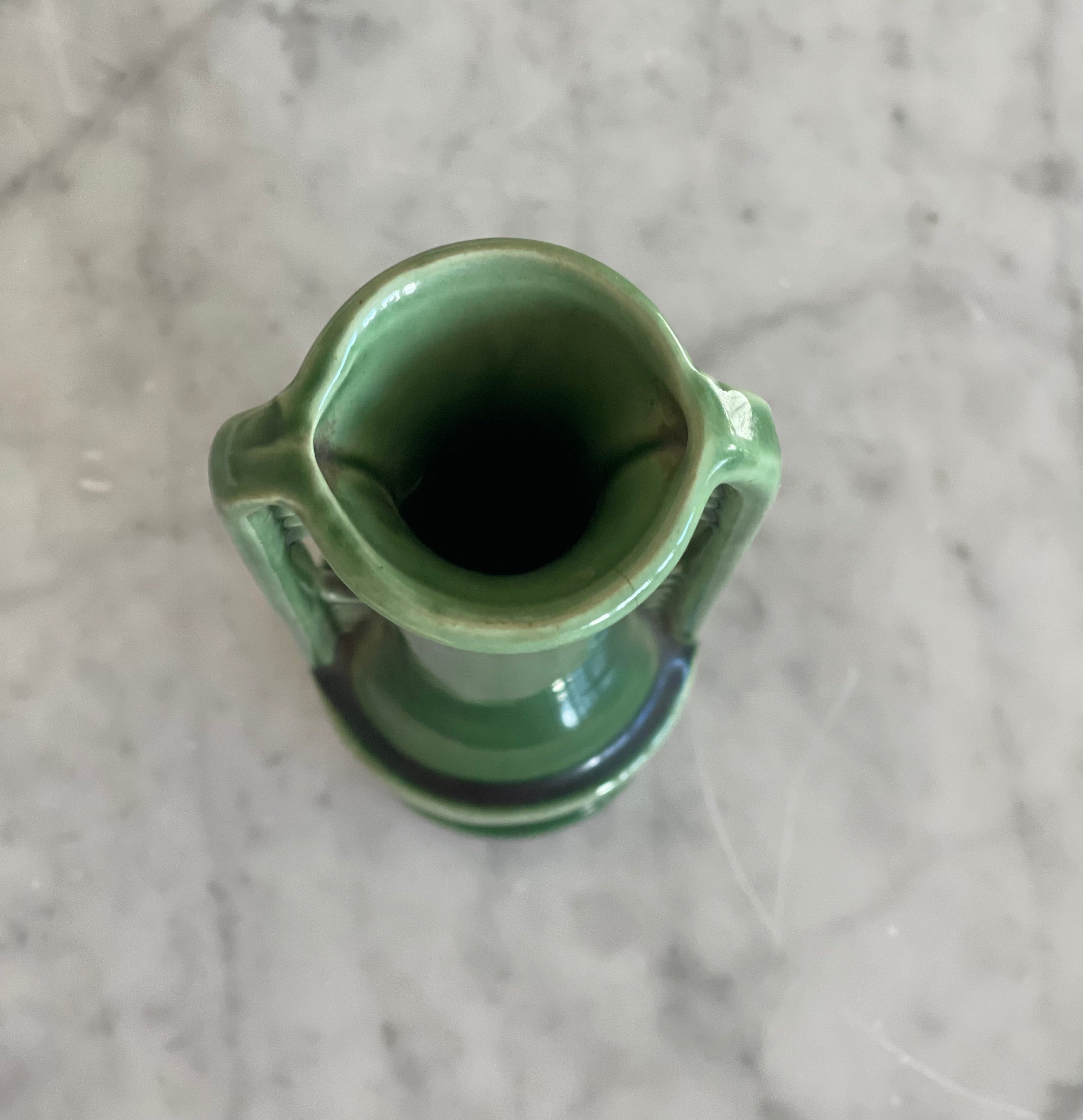 Vintage USA 1178 Vase/Urn Small Green Mediterranean Style 9 Inches Tall