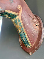 Load image into Gallery viewer, German Hand Carved And Hand Painted Wood Deer Head With Antlers, Wall Plaque Vintage Swedish Norwegian Deer Mount Folk Art
