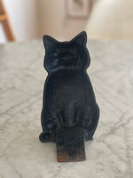 Load image into Gallery viewer, Antique Black Cat Door Stop Cast Iron Figure
