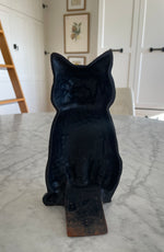 Load image into Gallery viewer, Antique Black Cat Door Stop Cast Iron Figure
