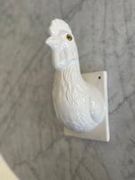 Load image into Gallery viewer, Vintage Rooster Ceramic Towel Hanging Rack Wall Mount White
