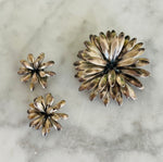 Load image into Gallery viewer, SS 925 Signed S.C.F. Denmark Vintage 3D Flower Brooch &amp; Clip On Earrings Set
