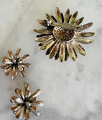 Load image into Gallery viewer, SS 925 Signed S.C.F. Denmark Vintage 3D Flower Brooch &amp; Clip On Earrings Set
