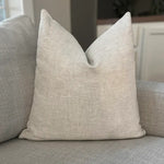 Load image into Gallery viewer, Genevieve Neutral Linen Pillow with Feather Insert Made in the USA 20 x 20&quot;
