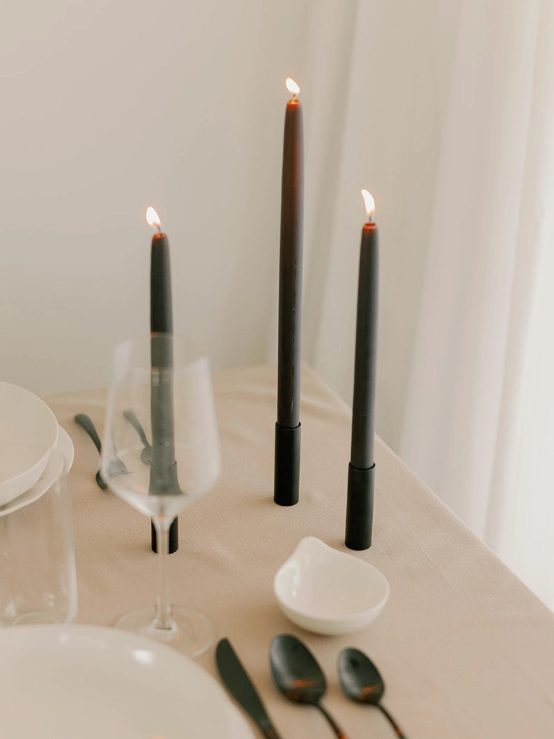 10" & 14" - 100% Beeswax Dipped Candles | Charcoal