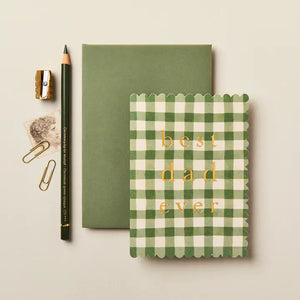 'Best Dad Ever' Green Gingham Card